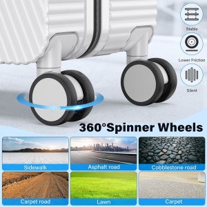 Carry On Luggage, Hard Shell Suitcase With 360°Spinner Wheels, Airline Boarded