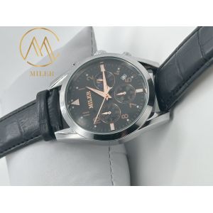 ML 666 Custom Logo Gift Watches Round Dial Black Leather Quartz Wristwatch