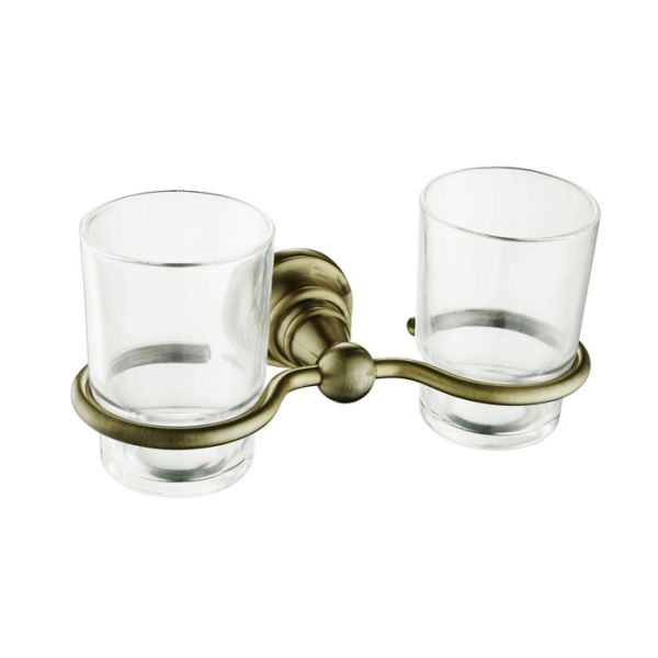 Quality Double Glass Toothbrush Holder Bathroom Fittings Mounting Hardware Included wholesale