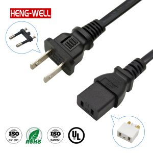 2-Pin Flat Power Cord Plug IEC Female End C9 Connector Extension for Laptop DVD