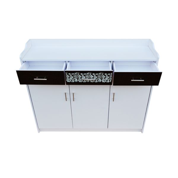 Melamine MDF Wood Shoe Cabinet Cabinet 3 Doors 100cm Height