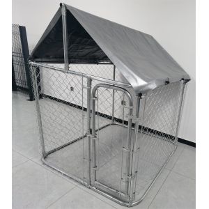 Galvanized Chain link wire mesh with waterproof canopy dog cage