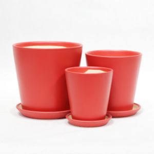 Glossy Single Lightweight Indoor Ceramic Pots With Drainage Tray