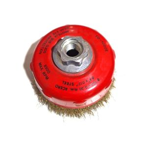 China 100mm Outer Diameter Crimped Wire Brass Coated Cup Wire Brush for Angle Grinder on sale