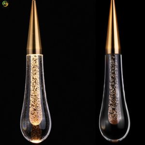 Water Drop Crystal Modern Pendant Light Hotel Lobby Decoration Staircase