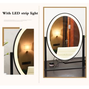 Oval Shape Adjustable Cosmetic LED Desktop Mirror With Lights