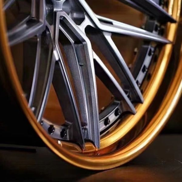 factory Customized 2 piece super deep concave brushed bronze polished lip forged wheel