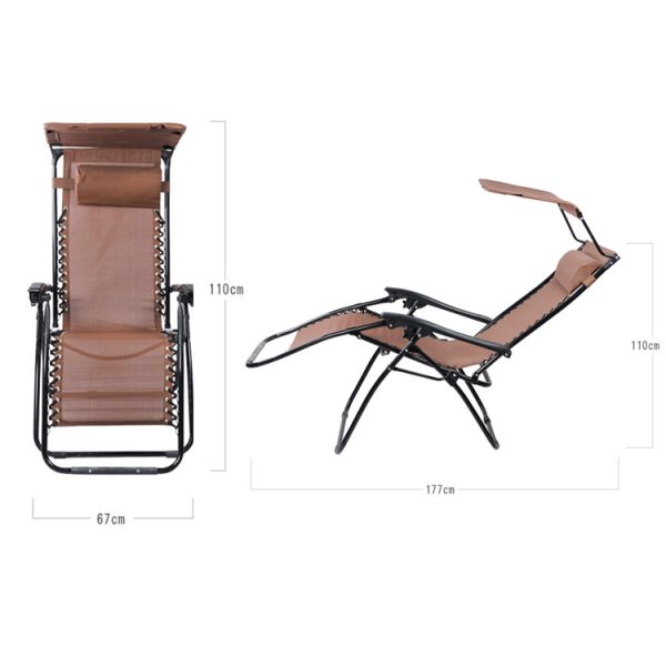 Custom Logo Traditional Design Style Chaise Folding Recliner Lounge Chair for Camping