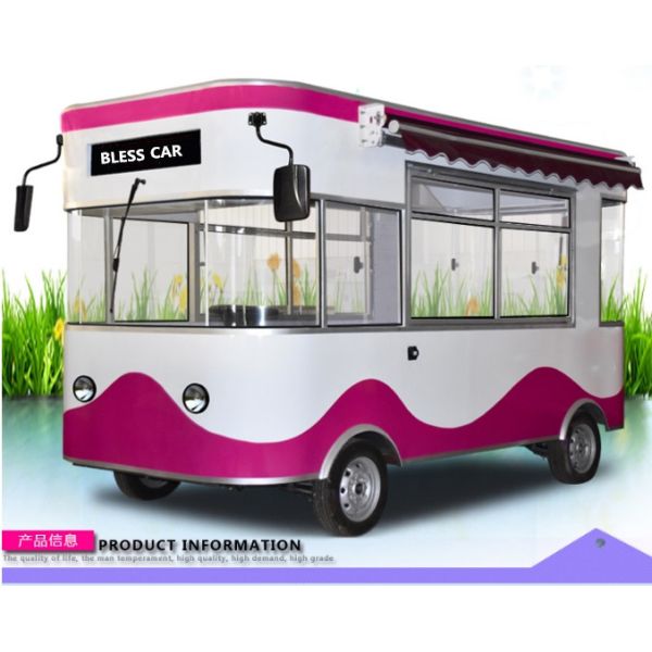 Three-Wheel Dining Cart for Serving Snacks Milk Tea Cold Drinks Fried String and More
