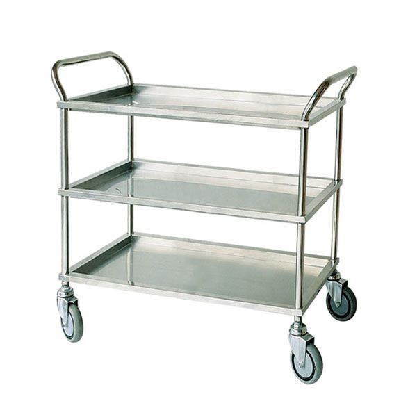 Quality Three Tier Stainless Steel Surgical Instrument Trolley Metal Handle In Silver wholesale