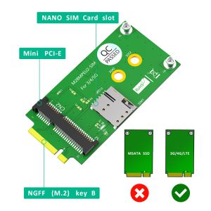 M.2 Key B to Mini PCI-E Adapter with SIM card Slot