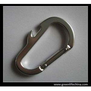 New design silver top quality D-shaped key carabiner with bottle opener function