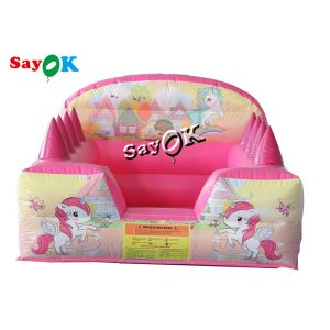 Unicorn Theme Backyard Inflatable Ball Pit Pool With Air Jugglers 2.4m 7ft Pink