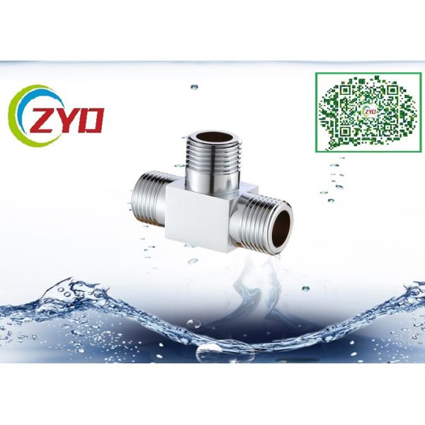 1/2FX1/2FX1/2F Brass Chrome Plated Three Way One Inlet Two Outlet Shower Faucet