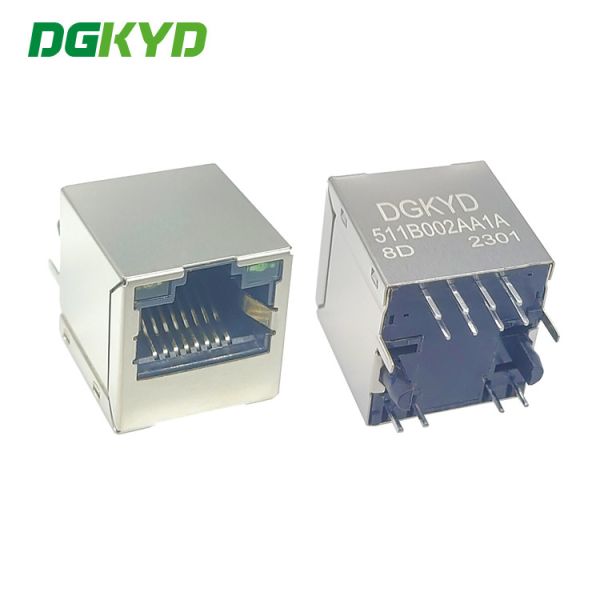 Quality DGKYD511B002AA1A8D 180 Degree RJ45 Connector 8PIN With Lamp And Shielded Socket wholesale