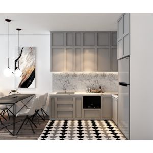 Modern U Shape Kitchen Furniture With MDF Matte Lacquer Countertop Island