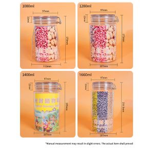 High Capacity 1080ml 1280ml 1400ml 1660ml PET Plastic Jar Bottle Clear Sealed