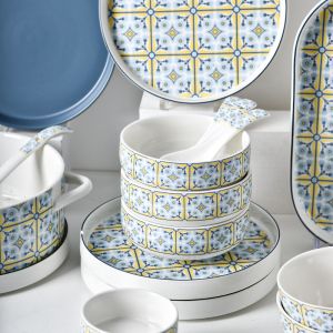 Sustainable Original Design Bohemian Art Style Ceramic Plate For Home Hotel And