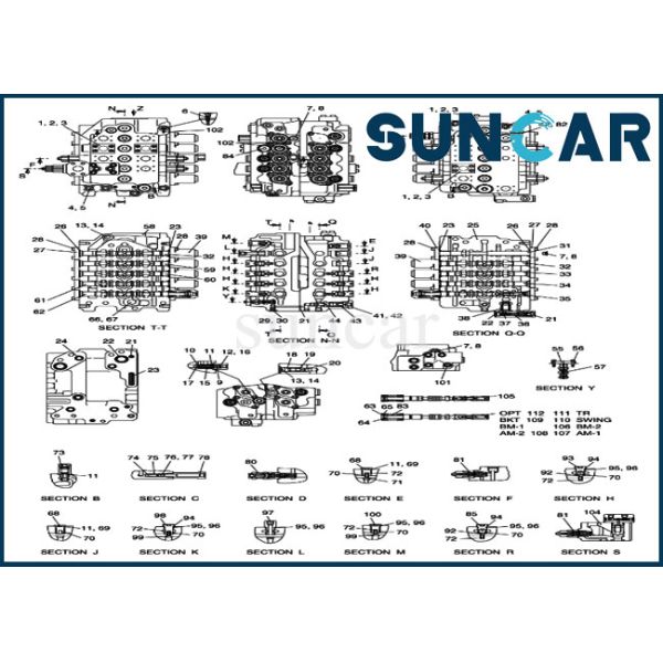 2426-1198 2426-1198KT 24261198KT Main Control Valve Seal Kit Fits Doosan SOLAR 200W-V SOLAR 220LC-6