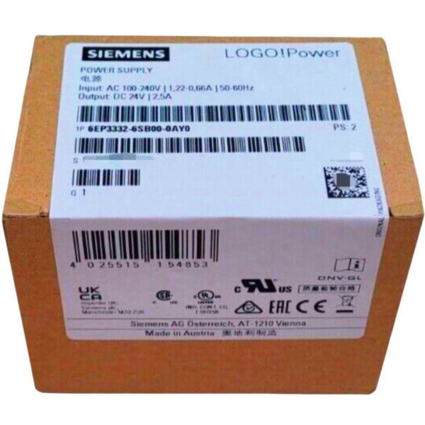 SIEMENS 6EP3332-6SB00-0AY0 LOGO!POWER 24 V / 2.5 A STABILIZED POWER SUPPLY INPUT