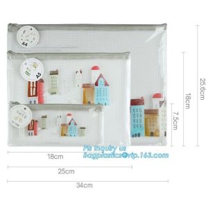 pp file folder plastic pockets document bag, A4 mesh folder zipper pocket
