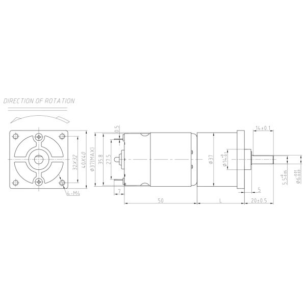 Ie3 Steel Gear Micro 37mm Rs545 Brushed 24v 500rpm 0.5n.M Dc Gear Reduction Motor Ce Rohs