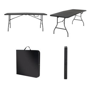 Plastic Folding Table Black 6ft Molded for Indoor Outdoor Banquet Picnic Iron