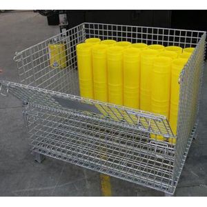 Folding Wire Mesh Container / Small Mesh Containers Strong Structure