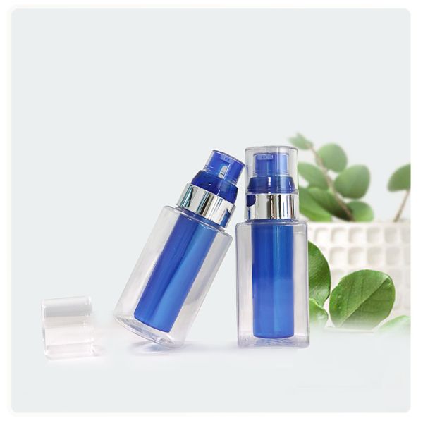 Quality PETG airless pump bottle Dual chamber plastic bottle square bottom wholesale