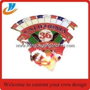 LED flash baseball lapel pin/US baseball metal pin with LED on back