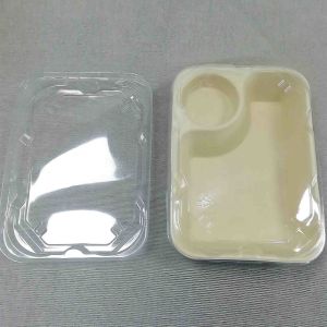 Biodegradable Unbleached 850ml Meal Box With Sauce Cup,Tree Free Sugarcane