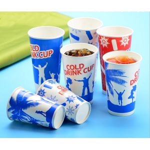 Takeaway Disposable Cold Paper Cups For Juice / Coco Cola Polystyrene Cups With