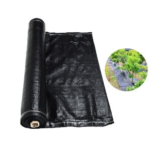Recyclable Black Plastic Ground Cover , PP Woven Fabric Roll For Agriculture / Garden