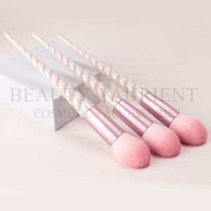 Plating Spiral Handle Powder Single Makeup Brush With Pink Ferrule
