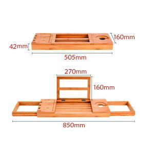 Sustainable Extendable Bath Tray Bamboo Bathroom Caddy Extra Large