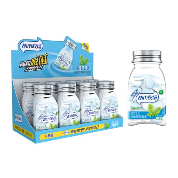 Quality OEM Candy Low Cal Fresh breath Vitamin C Sugar Free mint candy in Bottle pack Keep awake wholesale