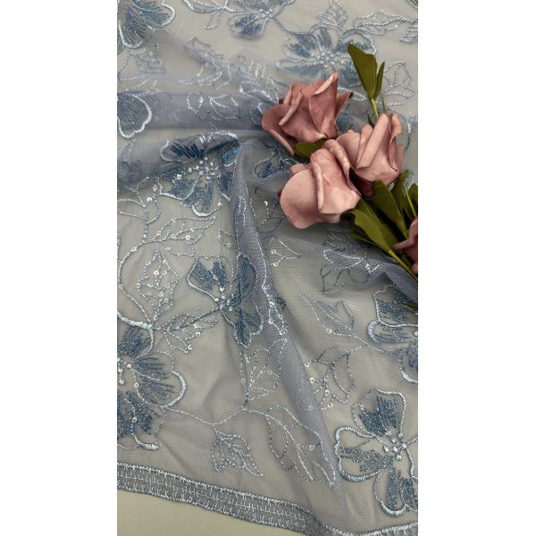 Leafy Metallic Embroideded Lace Fabric Mesh Luxary High Quality Elegant Fabric