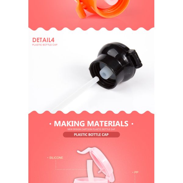 Cartoon design child resistance cap Wholesale plastic water bottle caps with straw