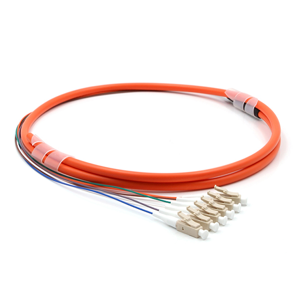 LC UPC 6 Cores PVC Bundle Fan Out Fiber Optic Cable Multimode OM1 Orange Jacket