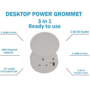 Safety Guarantee 4.92 Ft Extension Cord 1 AC Outlet Port and 2 USB Ports White