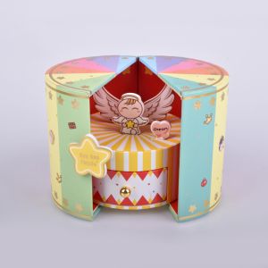 Double opening cylindrical drawer gift box, gold stamping jewelry circular box,