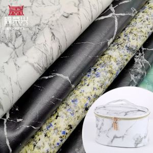 China Marbling Grain Printed PVC Leather with Double Brushed Backing in 20 Colors for Bags and Wallets on sale