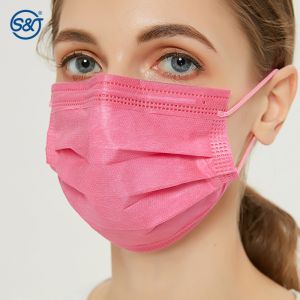 S&J Disposable 3 layers colorful pink color Earloop face mask