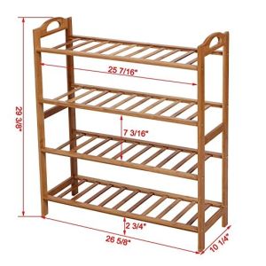 Natural Bamboo Shoe Shelf 4 Tier , Bamboo Shoe Organizer For Small Space