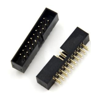Cheap 2.54mm Shrouded Box Header IDC Socket Connector 2X10PIN Black With Golden Or Sliver Pins for sale