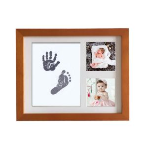 China Wooden Baby Hand and Footprint Photo Frame Sweet Memory Newborn Baby Ink Kit on sale