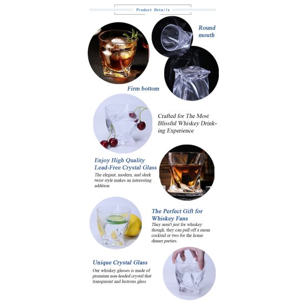 Handmade Engraved Twist Liquor Whiskey Glass Crystal Glasses