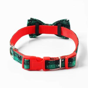 Adjustable Bow Tie Christmas Pet Collar With Safety Locking Buckle Breakaway