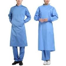 Non Woven Disposable Dressing Gowns Hospital Scrubs With Elastic Cuff