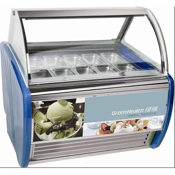 Quality 10 Pans Blue Hard Ice Cream Display Freezer Custom For Store / Mall wholesale